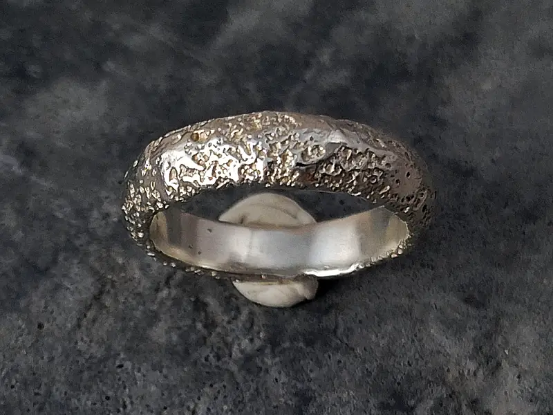 sandcast silver sand beach ring
