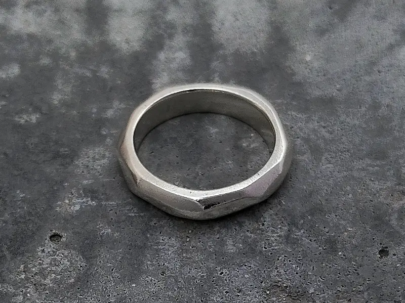 sandcast silver faceted ring 2