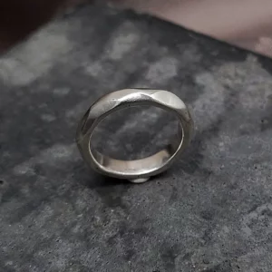 sandcast silver faceted ring