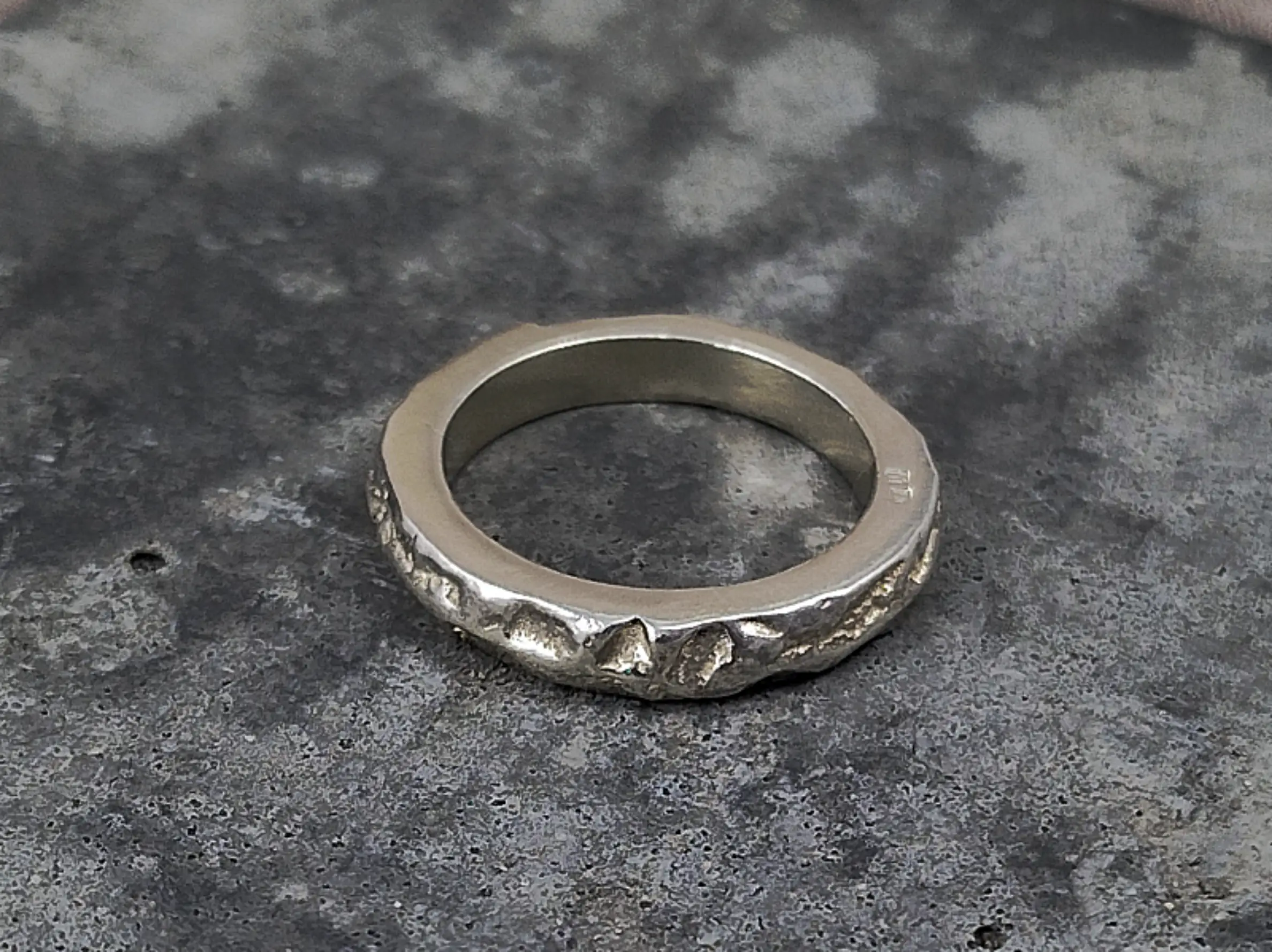 sandcast silver rocky mountain ring